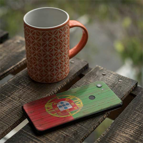 Portuguese Flag Dark Wood Google Pixel 3a XL Skin